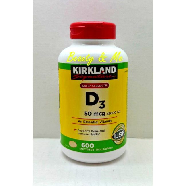 Kirkland Signature Extra Strength VITAMIN D3 2000 IU, 600 Softgels