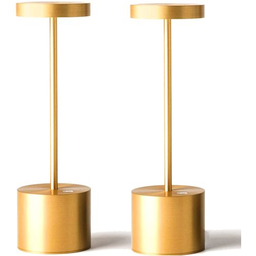 SAKRINGT 2 Pack Cordless Table Lamp Rechargeable,5000mAh Battery Powered Table Light,3 Color Stepless Dimming Up to 40 Hours Usage,Portable LED Desk Lamp for Restaurant/Outdoor(Gold)