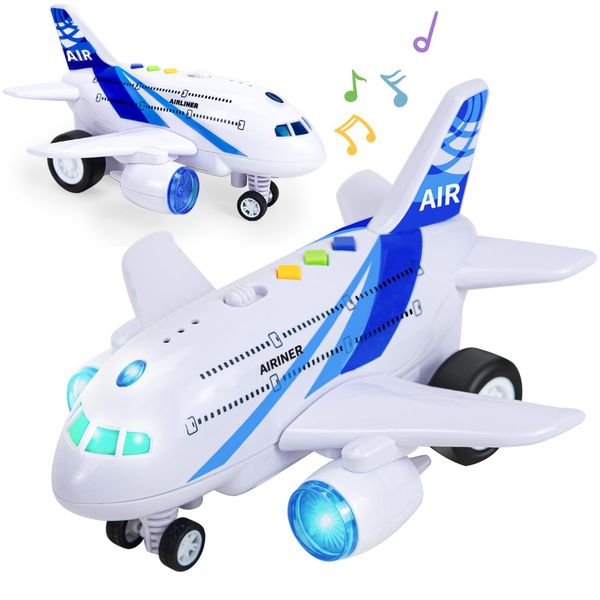 Airplane Toys for 3 Year Old Boy Girls, 360°Rotation Musical Plane Toy with Flashing Lights & Music, Electric Aeroplane Aircraft Toy Plane Birthday Gift