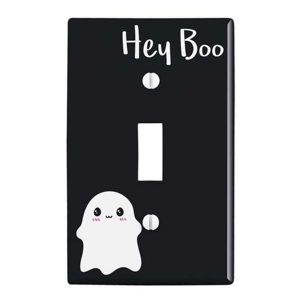 GRAPHICS & MORE Hey Boo Cute Kawaii Ghost Plastic Wall Decor Toggle Light Switch Plate Cover
