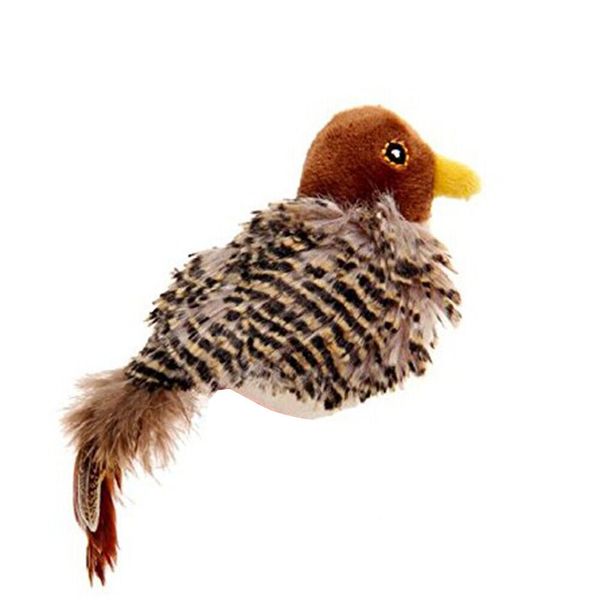 Cat Toys Sparrow Shaped Bird Toys Pet Interactive Sounding Plush Doll Toys