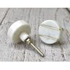 ARTISNO Marble Brass Knobs/Cabinet Knobs and Pulls/Drawer Knobs/Grey Knobs/White Knobs, Set-6 (White Round Striped)