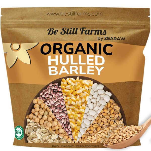 Be Still Farms Organic Hulled Barley Grain (4.8lb) - Whole Barley Groat Seed Bulk - Great for Soup, Flour, Cereal, Home Brewing, Grinding - High in Fiber | USA Grown | USDA Certified | Vegan | Non-GMO