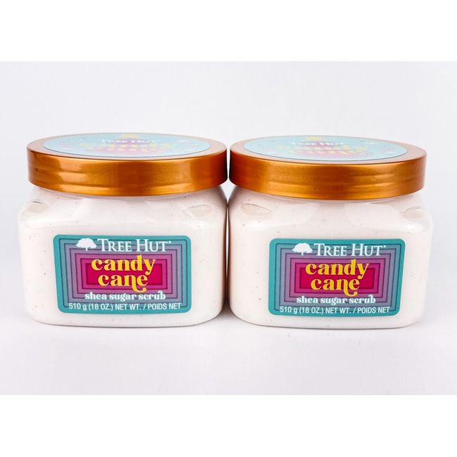 Tree Hut Holiday Exclusive Candy Cane Shea Sugar Body Scrub 18oz Each Lot Of 2