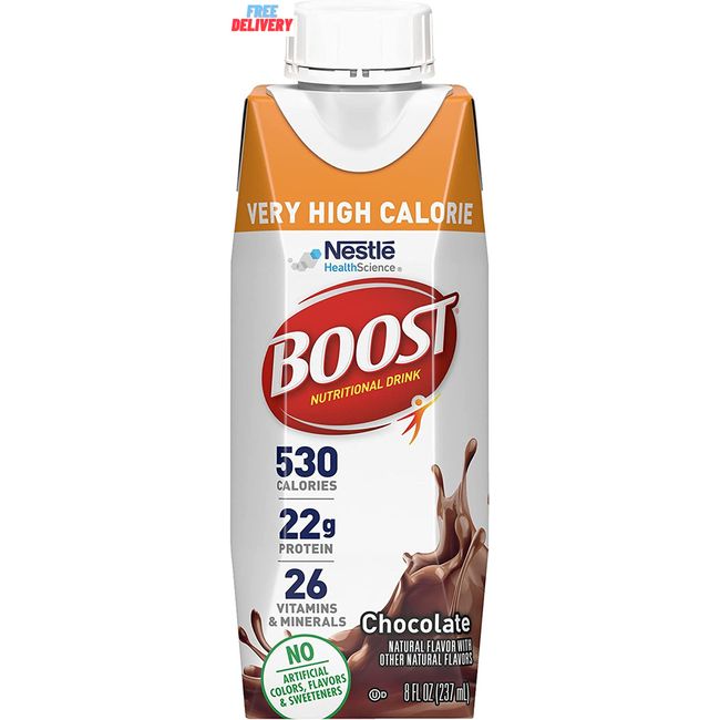 BOOST Very High Calorie Chocolate Nutritional Drink - 22G Protein,  (Pack of 24)