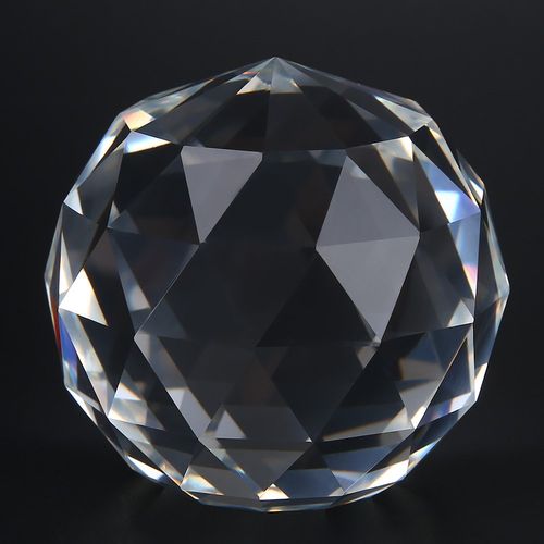 Clear Cut Crystal Glass Ball, 60/80mm Translucent Faceted Gazing Ball, Crystal Sphere Prisms Suncatcher Home Hotel Decor Hardware Fittings (60mm/2.36in)