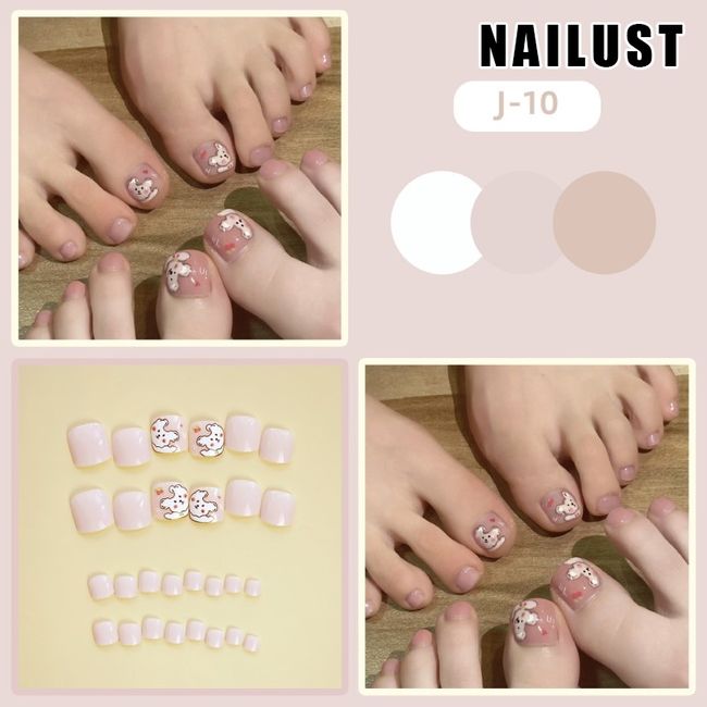 Toe Nails  [Set of 24] Nail Tips Nail Tips Nail Stickers False Nails False Nails Present Paste Nails Peelable Summer Nails Nail Supplies Nail Art Nail Parts NAILUST