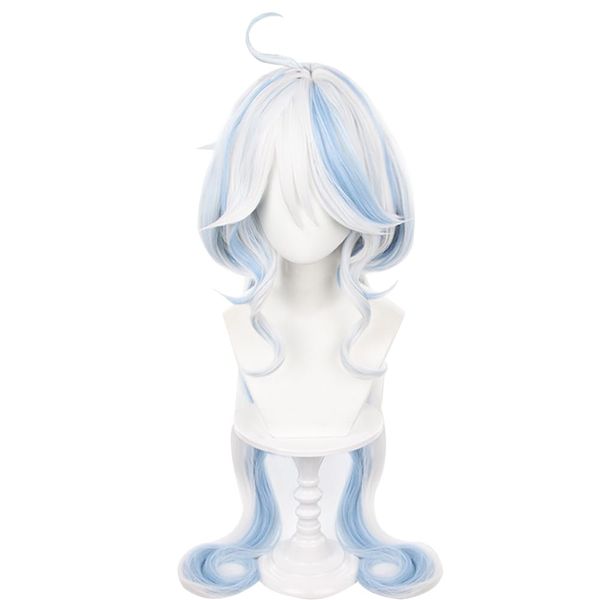 Platinum with Blue Long Wig for Focalors Furina Cosplay From Game Genshin Impact Synthetic Heat-Resistant Hair