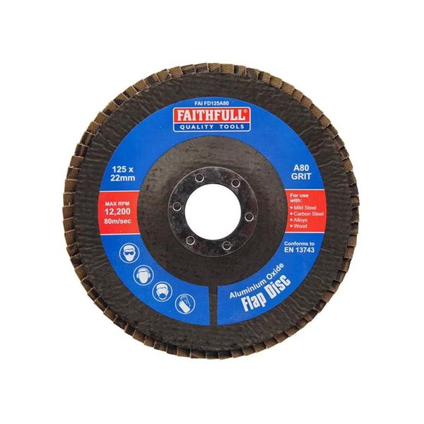 Faithfull Sanding Flap Disk Amuninium Oxide 80 Grit (Medium) 215mm (5") For Angle Grinders