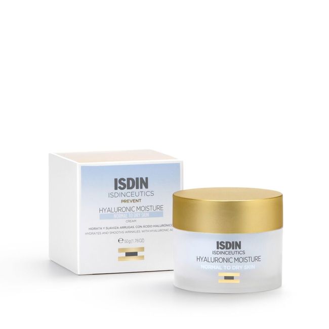 ISDIN ISDINCEUTICS Hyaluronic Moisture Normal to Dry Skin, leichte, feuchtigkeitsspendende Gesichtscreme mit reiner Hyaluronsäure und Antioxidantien für normale bis trockene Haut 50 g