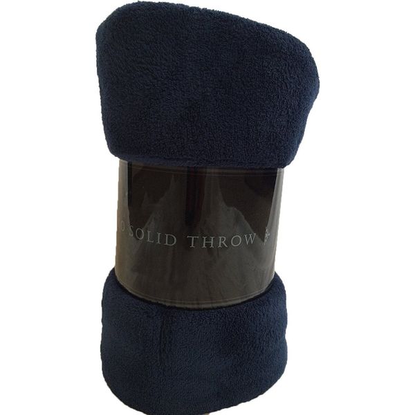 Decotex Warm & Cozy Super Soft Plush Solid Fleece Throw Blanket (50"x60", Navy Blue)