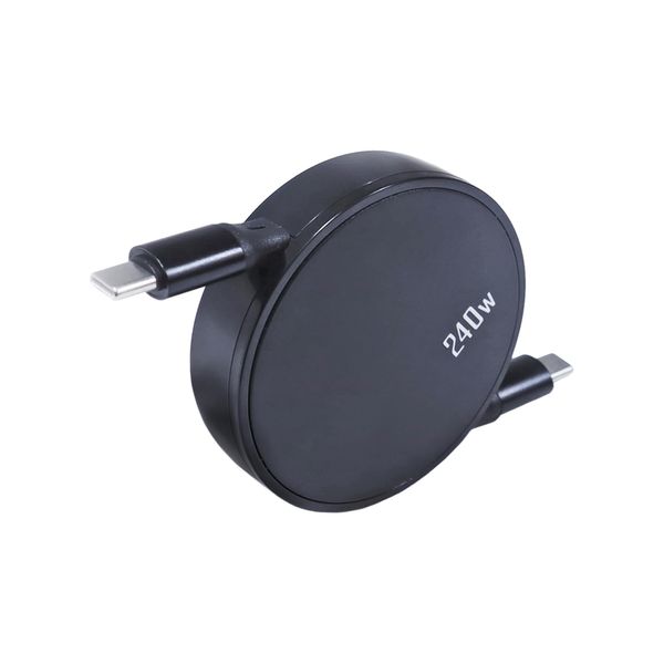 BoxWave Cable Compatible with Miyoo Mini - PD miniSync (240W), Retractable PD 240W Portable USB Type-C Cable - Jet Black