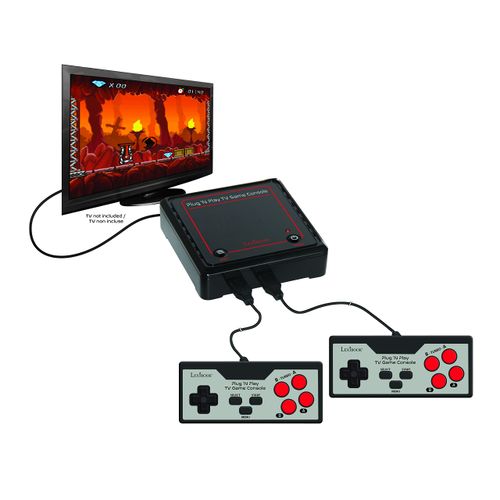 Lexibook Retro game console, 2 controllers, 300 games, 1 AC/DC adapter, black/red, JG7800