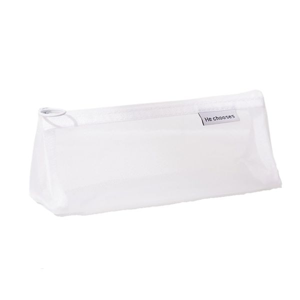 Copeflap Mesh Pencil Case, Compact, Simple, Transparent, See Through, white, Simple