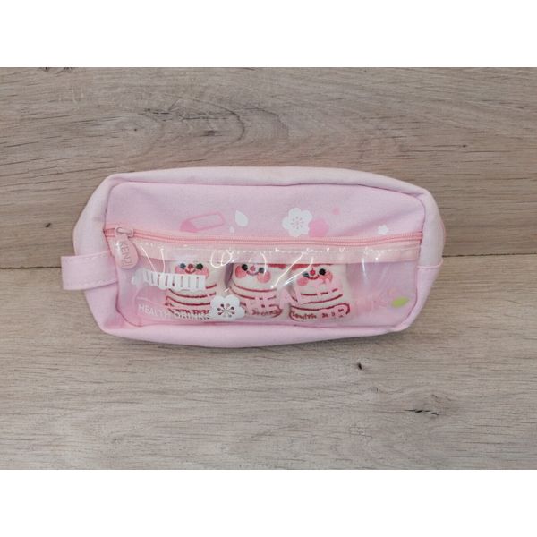 Kawaii Pet Charm Poms Pencil Case health drinks pink