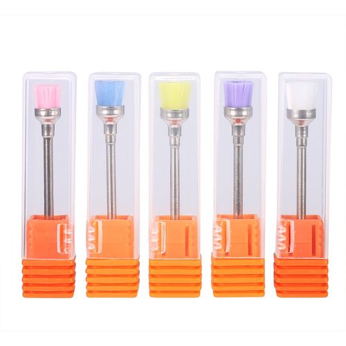 Dioche 5pcs Nail Polish Grind Drill Clean Brush, Nail Polish Clean Brush Head, Nail Drill Bit Set Cleaning Brushes for Electric Nail Drill Machine Nail Dust Remover