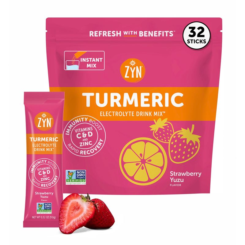 ZYN Electrolyte Drink Mix Hydration Packets (32 Servings), Strawberry ...