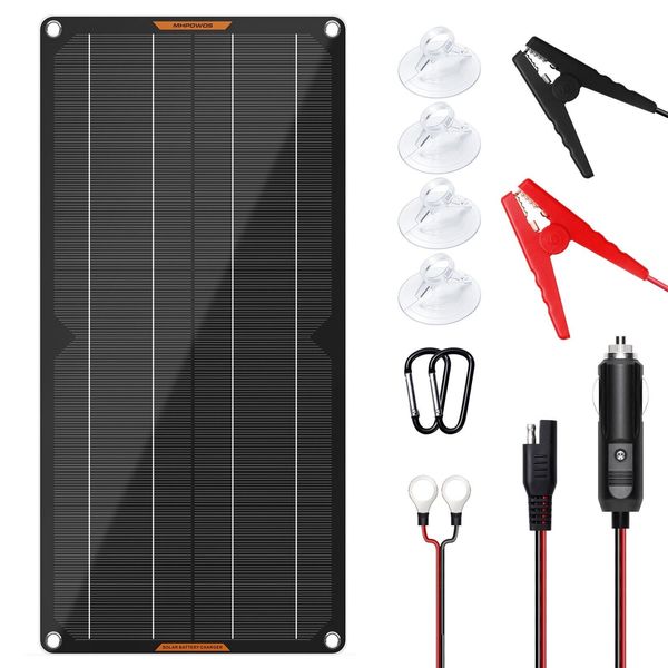 MHPOWOS 10W Solar Battery Charger 12V Solar Panel Kit for Car Automotive Battery