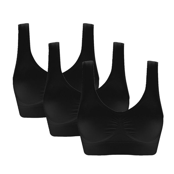 Women's Comfort Workout Sports Bra Low-Impact Activity Sleep Bras Pack of 3 S