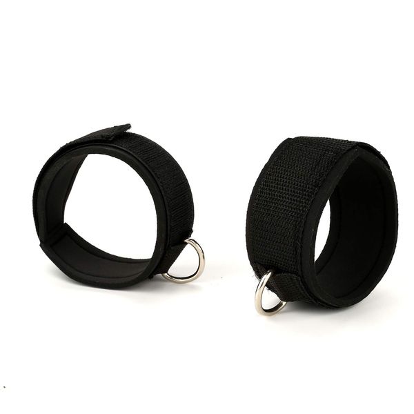 EXREIZST Ankle Wrist Cuffs - Ankle Wrist Straps - Soft Neoprene Padded Straps with D-Ring - Adjustable Cable Machines Straps for Legs Exercise Fitness Wrist Cuffs (black)