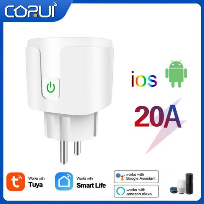 CoRui 20A EU Plug WIFI Bluetooth Wireless Remote Socket Smart