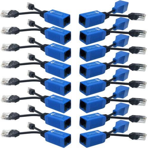 SGUESIKR 8 Pair PoE Ethernet Splitter, 2-in-1 Cat5 Combiner, RJ45 Cable Sharing Kits for 16 Security IP Cameras NVR Surveillance System and More