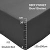 MOHAP Fitted Sheet Set Double Size 30 cm Deep Pocket with 1 Bedsheet and 2 Pillowcases Easter Gift Polyester Grey