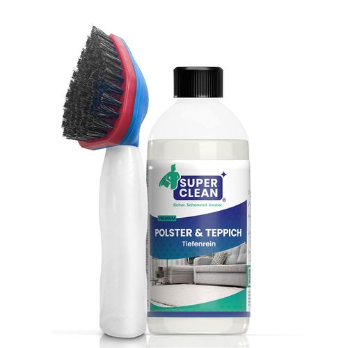 SUPER CLEAN Upholstery and Carpet Deep Clean Upholstery Cleaner Concentrate for All Types of Upholstery, Carpets, Car Seats, Sofa or Couch Contents: 500 ml + Shampoo Brush