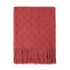 BOURINA Textured Solid Soft Sofa Throw Couch Cover Knitted Decorative Blanket, Rust, 127x152cm