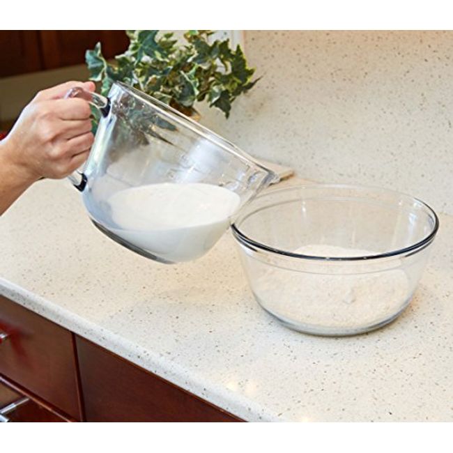 Anchor Hocking Clear Glass Mixing Batter Bowl 2 Qt, 8 C 2L Measuring Cup w  Lid
