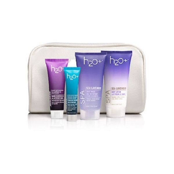 h2o+ Relax & Rehydrate Set, Cleansing Gel, Body Wash, Lotion, Hydrating Tx + Bag