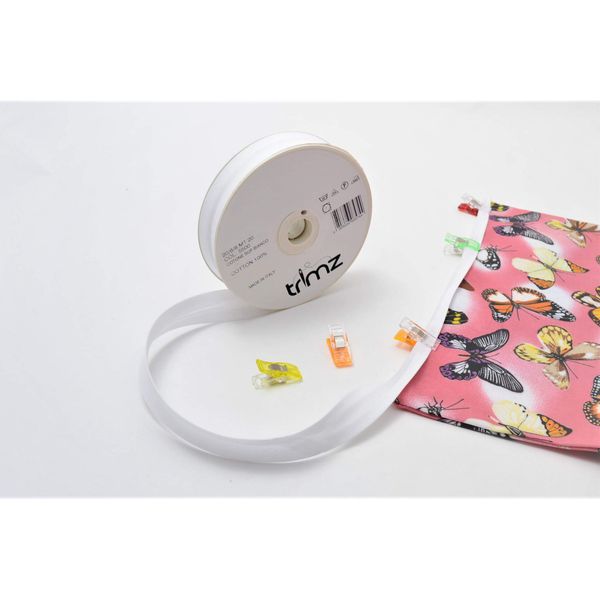 Trimz Bias Tape, White, 20/8/8 x 20m