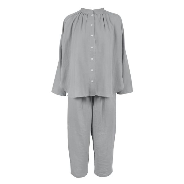 D38501 Moisturizing Cream, Front Opening, Women's, Loungewear, Gauze Pajamas, grey (grey marl), M Regular