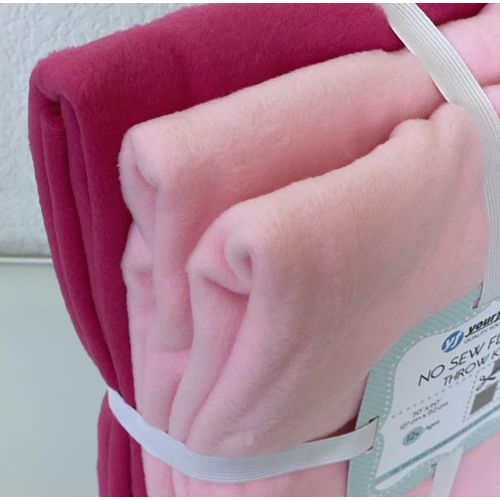 Solid Fleece No Sew Throw Kit - Soft Pink/Deep Pink (72x60)