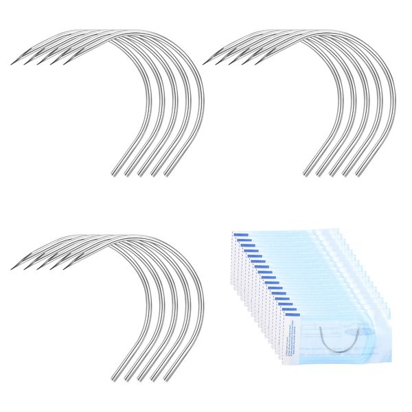 JIESIBAO 15PCS 14G Curved Piercing Needles,Disposable Stainless Steel Piercing Needles for Ear Nose Tragus Cartilage Helix Belly Button Navel Piercing