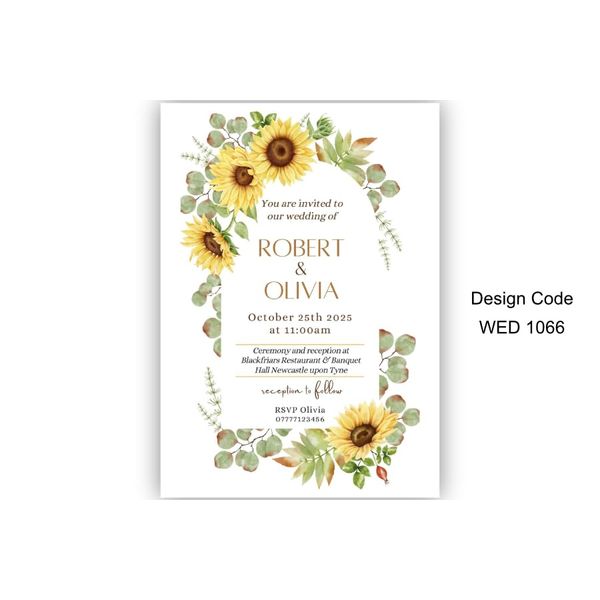 Sunflowers Eucalyptus Wedding Invitation All-in-One Wedding Cards - Printed (1 Sample)