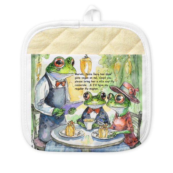 CafePress Vegan Frog Dining Pot Holder with Unique Design 9"x9"