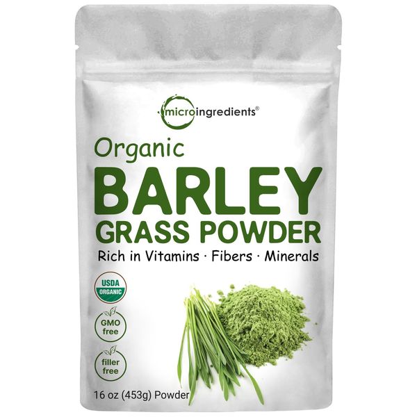 Organic Barley Grass Powder, 16 Ounces | US Grown | Rich in Vitamins, Minerals, Fibers, & Antioxidants | Superfood Greens Mix for Immune Health and Digestion Support | Non-GMO