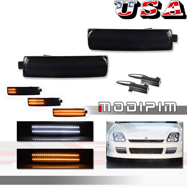 2PC Smoke Switchback LED Signal Light Left+Right Set For Honda Prelude 1997-2001