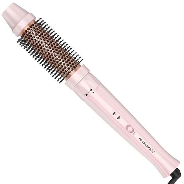 FONGCHAKTE Thermal Brush, 1 1/2 Inch Heated Round Brush Curling Iron, Curling Brush with Anti-Scald Nylon Bristles, Instant Heat Up Curling Iron Brush Dual Voltage for Travel, Europe, Professional