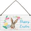 Happy Easter Hanging Plaque Easter Decoration Easter Bunny sign Easter tree decoration Bunnies Shabby Easter Gifts
