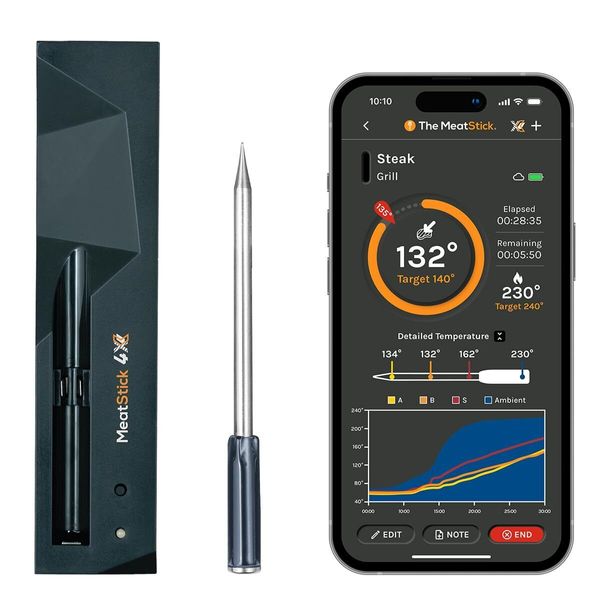 Meatstick 4x Set | Quad Sensors Smart Wireless Meat Thermometer | 650ft Range Di