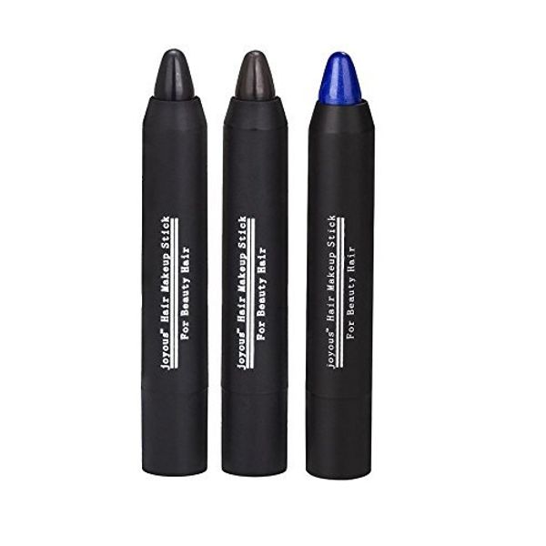 Professional Hair Chalk Temporary Hair Dye Non-toxic Hair Color Crayon Cover White Hair Color Patch (3packs-black-dark Brown-Blue)