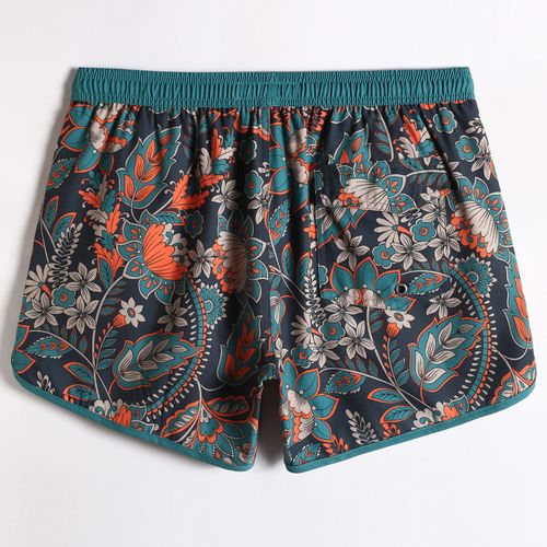 MaaMgic Men's Swimming Shorts Vintage Retro Board Shorts 4-Way Stretch Quick Drying with Mesh Lining and Adjustable Drawstring Reusable, Flower dark green.