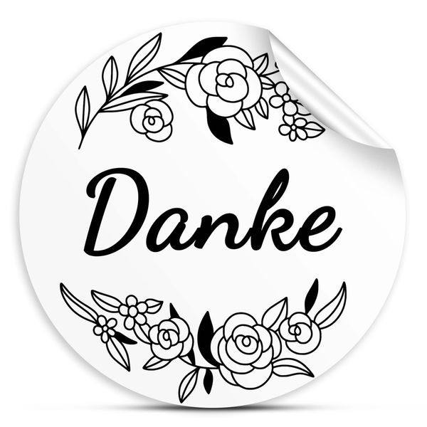 54x Danke Aufkleber Schriftzug 3cm, selbstklebende Sticker für Geschenke, Danksagung, Hochzeit, Verpackung uvm.