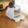 Large Cat Litter Box with Cover Enclosed Drawer Front Entry & Top Exit Cat Potty