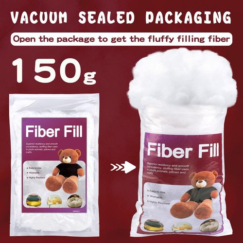 BUTUZE 150g Polyfill Stuffing Fiber Fill, White Premium Fiber Fill, High Resilience Fill Fiber, Recycled Polyester Fiber, Stuffing for Stuffed Animals, Pillow Filler