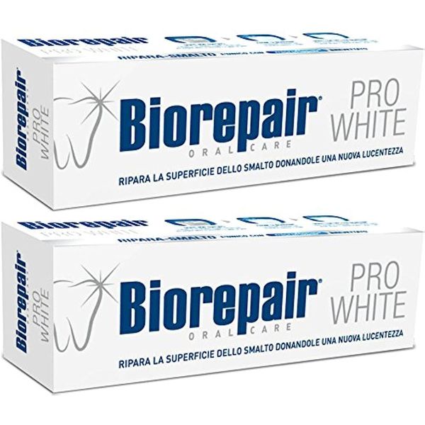 Biorepair Pro White Whitening Toothpaste with microRepair 2.5 fl.oz 75ml,Pack of 2