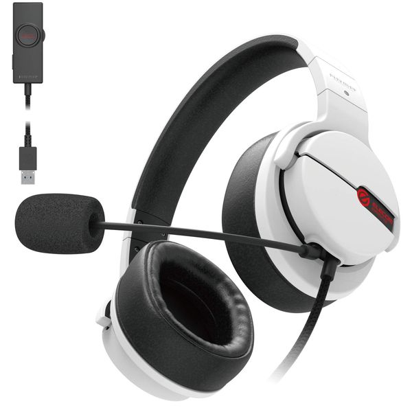 Elecom HS-ARMA200VWH Gaming Headset, Headphones, PS5, PS4, SwitchLite Switch, with Virtual Surround Adapter, White
