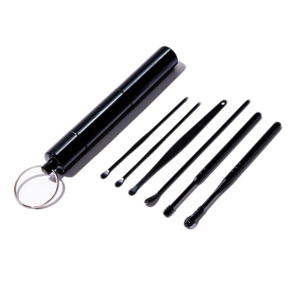 Calliope Premium Stainless Earpick Set of 6 Black, 6 Pieces, 1 Set